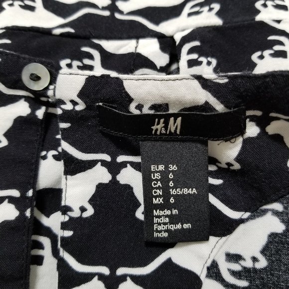 H&M dress 6 Small mod op art kitty cat novelty print tunic shift retro keyhole - Picture 9 of 11